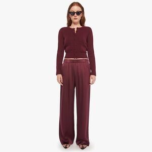 NWT SABLYN Brynn Wide Leg Silk Pant in Bordeaux XS